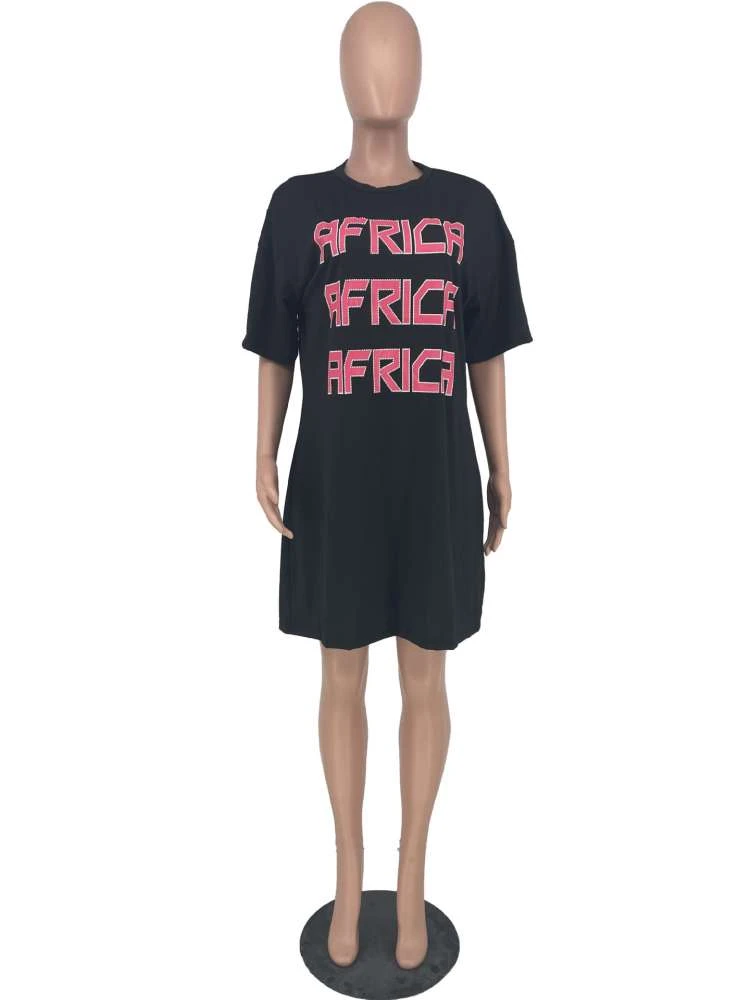 Letter Pattern Loose Short Sleeve Dress 4 Letter Pattern Loose Short Sleeve Dress - Image 2