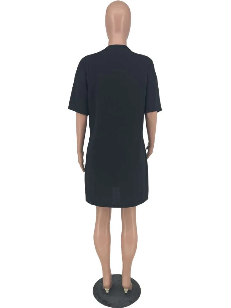 Letter Pattern Loose Short Sleeve Dress 7 Letter Pattern Loose Short Sleeve Dress - Image 5