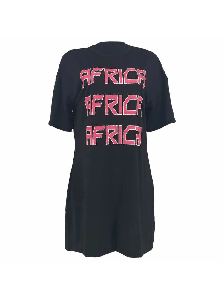 Letter Pattern Loose Short Sleeve Dress 8 Letter Pattern Loose Short Sleeve Dress - Image 6