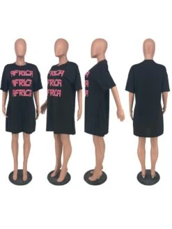 Letter Pattern Loose Short Sleeve Dress 21 Letter Pattern Loose Short Sleeve Dress -Define Your Shop P 20240603171510574 470