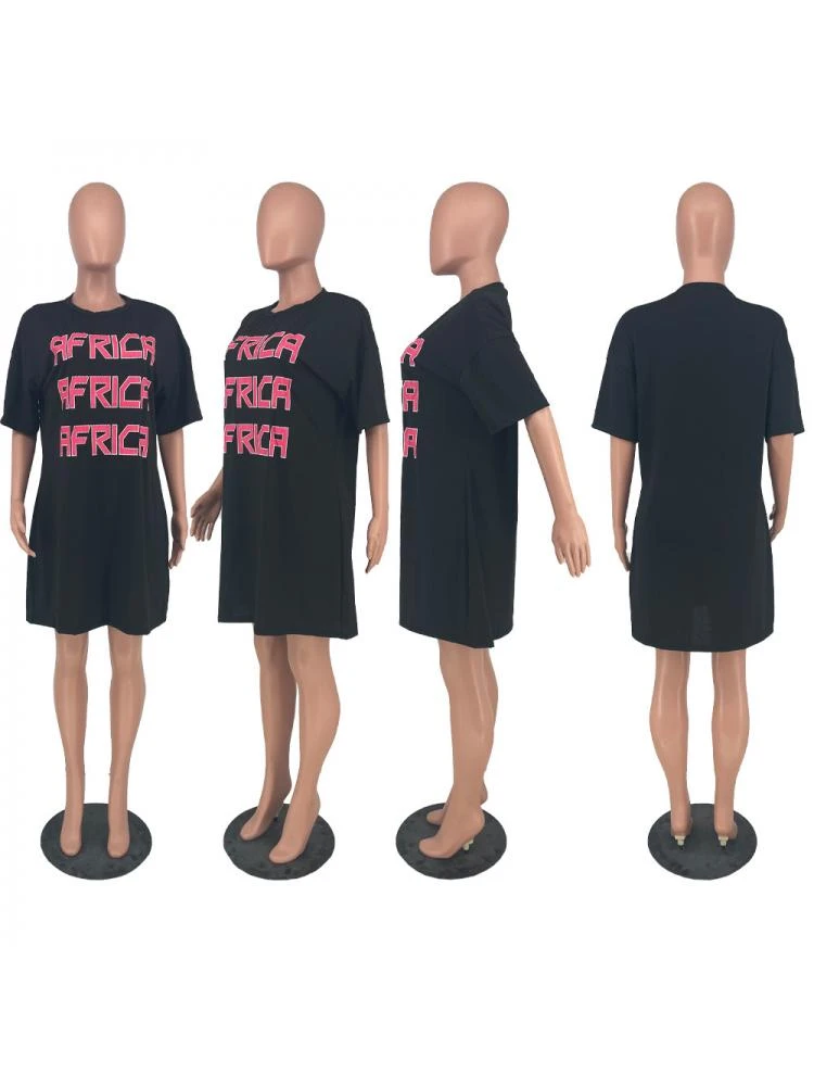 Letter Pattern Loose Short Sleeve Dress 12 Letter Pattern Loose Short Sleeve Dress - Image 10