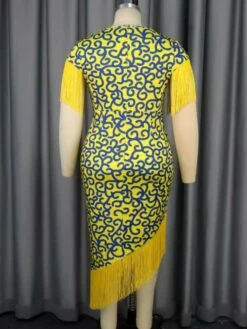 Colorblock Patchwork Fitted Short Sleeve Dress -Define Your Shop P 20240603182509101 739