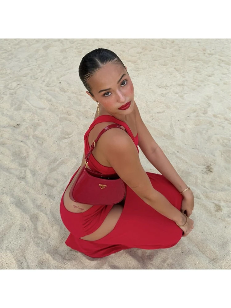 Knot Hollow Out One Shoulder Maxi Dress 6 Knot Hollow Out One Shoulder Maxi Dress - Image 4