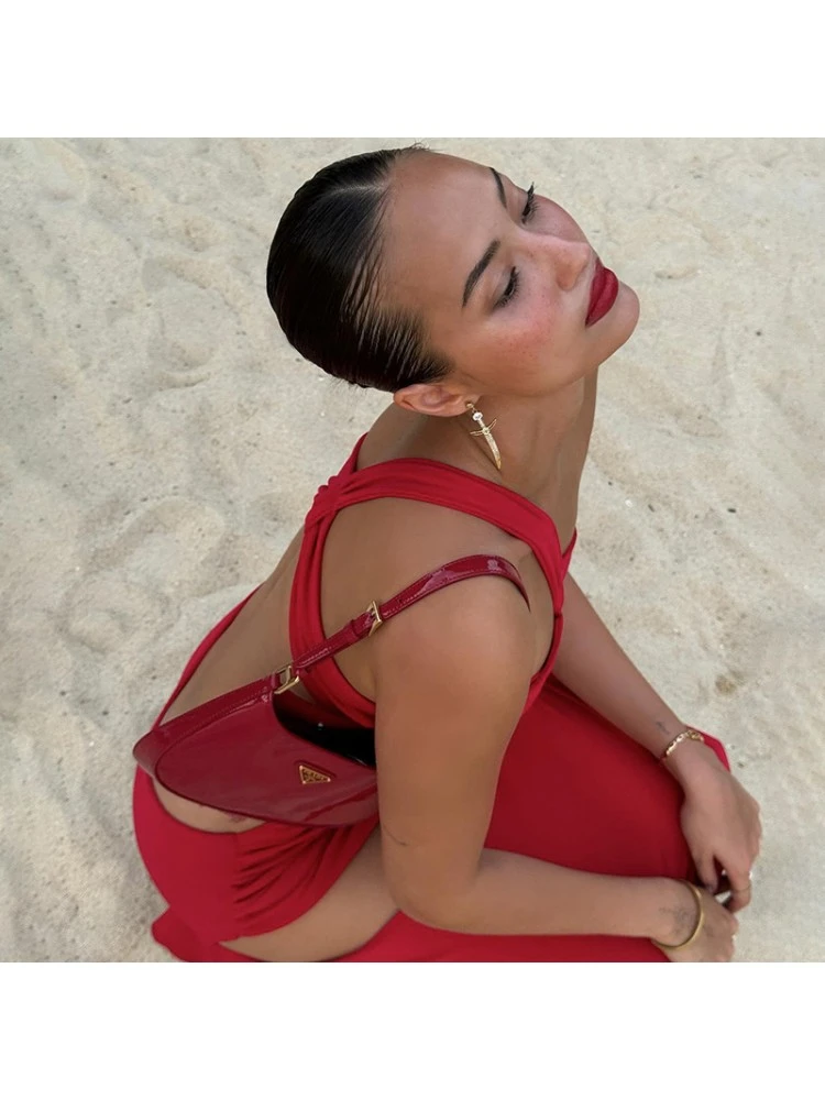 Knot Hollow Out One Shoulder Maxi Dress 7 Knot Hollow Out One Shoulder Maxi Dress - Image 5