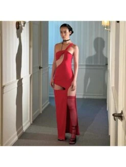 Knot Hollow Out One Shoulder Maxi Dress 26 Knot Hollow Out One Shoulder Maxi Dress -Define Your Shop P 20240605184020516 982