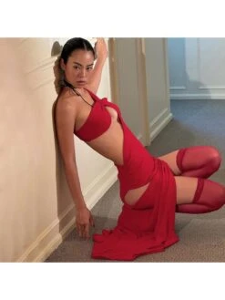 Knot Hollow Out One Shoulder Maxi Dress 27 Knot Hollow Out One Shoulder Maxi Dress -Define Your Shop P 20240605184021051 373