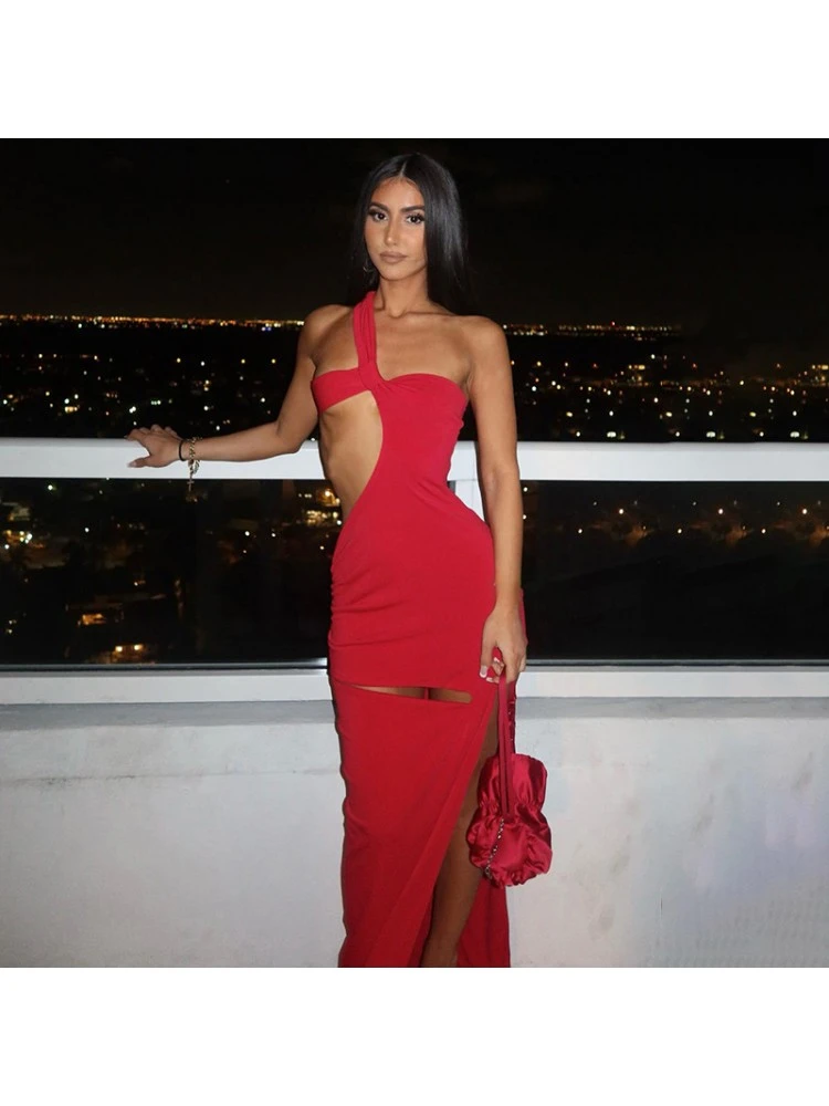 Knot Hollow Out One Shoulder Maxi Dress 11 Knot Hollow Out One Shoulder Maxi Dress - Image 9