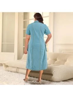 Solid Color Short Sleeve Fitted Short Sleeve Dress -Define Your Shop P 20240606141643622 515