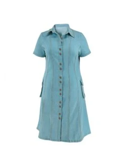 Solid Color Short Sleeve Fitted Short Sleeve Dress -Define Your Shop P 20240606141644245 787