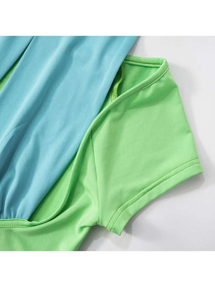 Colorblock Halter Short Sleeve Mini Dress 14 Colorblock Halter Short Sleeve Mini Dress - Image 12