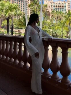 Flower Hollow-out Knitting Long Sleeves Dress 31 Flower Hollow-out Knitting Long Sleeves Dress -Define Your Shop P 20240608083609078 455