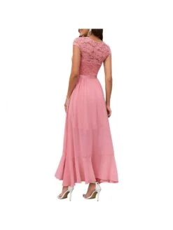 Patchwork Lace Fitted Short Sleeve Dress -Define Your Shop P 20240608155216334 823