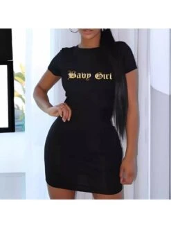 Print Crewneck Short Sleeve Dress