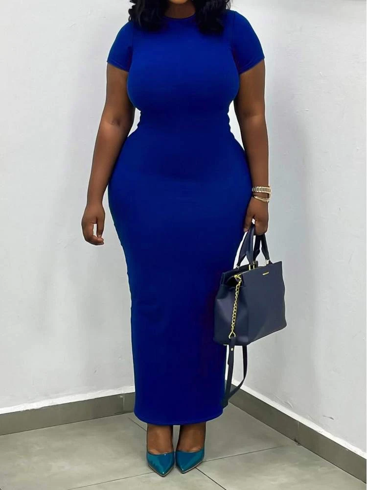 Plus Size Crewneck Short Sleeve Bodycon Short Sleeve Dress 3 Plus Size Crewneck Short Sleeve Bodycon Short Sleeve Dress