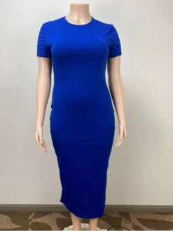 Plus Size Crewneck Short Sleeve Bodycon Short Sleeve Dress 8 Plus Size Crewneck Short Sleeve Bodycon Short Sleeve Dress -Define Your Shop P 20240612085603067 535