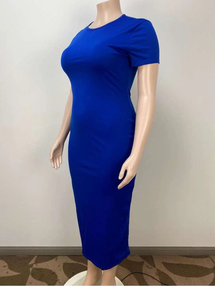 Plus Size Crewneck Short Sleeve Bodycon Short Sleeve Dress 6 Plus Size Crewneck Short Sleeve Bodycon Short Sleeve Dress - Image 4