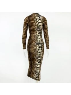 Tiger Striped Leopard Long Sleeves Maxi Dress -Define Your Shop P 20240612092832076 240