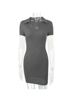 V Neck Collar Fitted Short Sleeve Mini Dress 7 V Neck Collar Fitted Short Sleeve Mini Dress -Define Your Shop P 20240612094805514 120