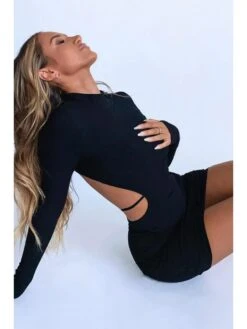 Mock Neck Backless Long Sleeves Mini Dress 22 Mock Neck Backless Long Sleeves Mini Dress -Define Your Shop P 20240612095209935 898
