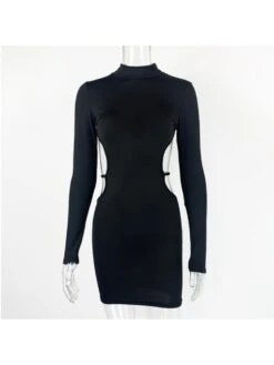 Mock Neck Backless Long Sleeves Mini Dress 23 Mock Neck Backless Long Sleeves Mini Dress -Define Your Shop P 20240612095210552 512