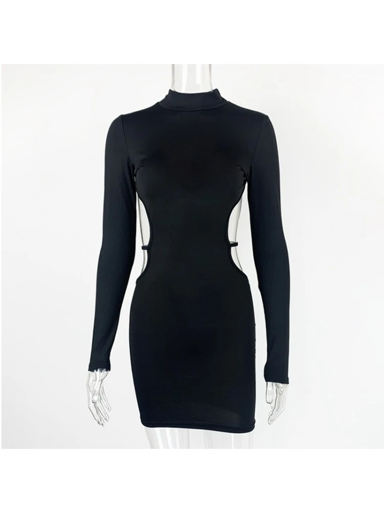 Mock Neck Backless Long Sleeves Mini Dress 13 Mock Neck Backless Long Sleeves Mini Dress - Image 11