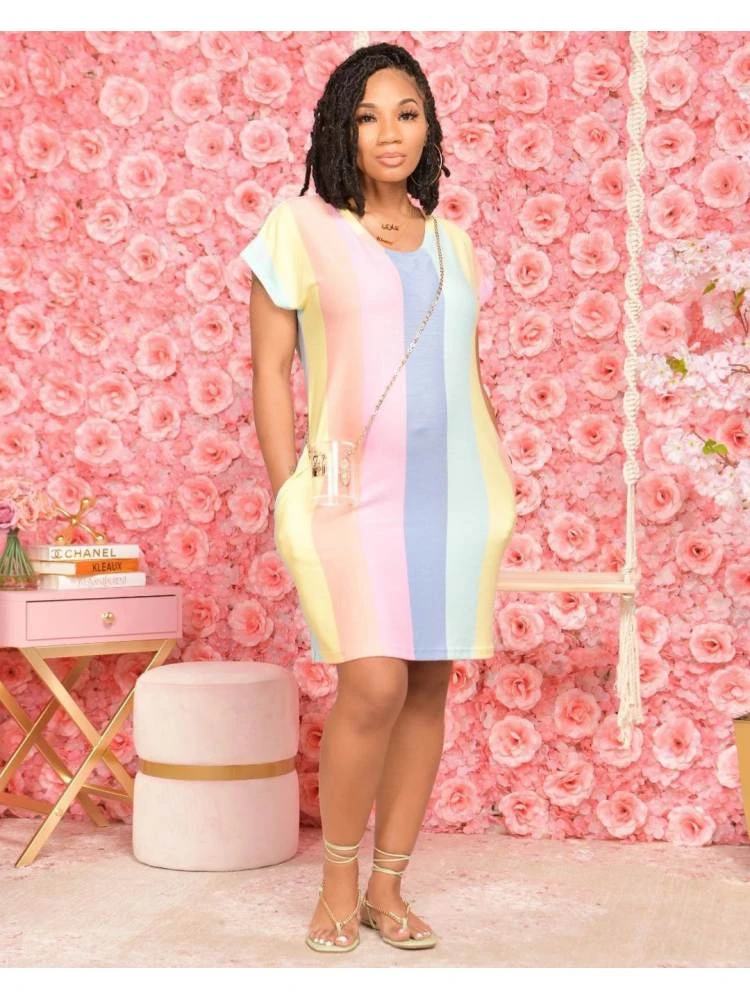 Colorblock Striped Short Sleeve Dress 3 Colorblock Striped Short Sleeve Dress