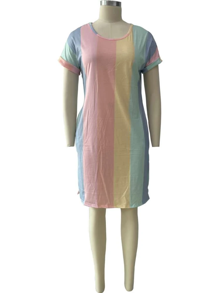 Colorblock Striped Short Sleeve Dress 7 Colorblock Striped Short Sleeve Dress - Image 5