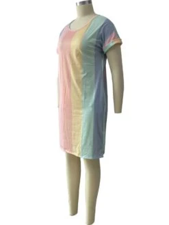 Colorblock Striped Short Sleeve Dress 15 Colorblock Striped Short Sleeve Dress -Define Your Shop P 20240612102042365 868