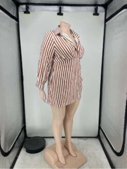 Striped V Neck Collar Shirt Dress -Define Your Shop P 20240612102433732 762