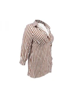 Striped V Neck Collar Shirt Dress -Define Your Shop P 20240612102435750 354
