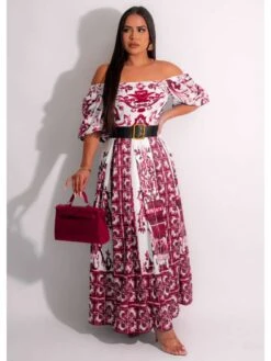 Floral Printed Off Shoulder Maxi Dress