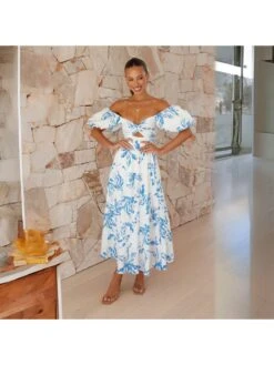 Bohemian Print Puff Sleeve Maxi Dress -Define Your Shop P 20240614164825425 252