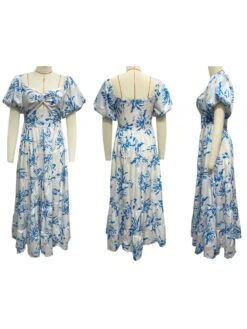 Bohemian Print Puff Sleeve Maxi Dress -Define Your Shop P 20240614164826005 425