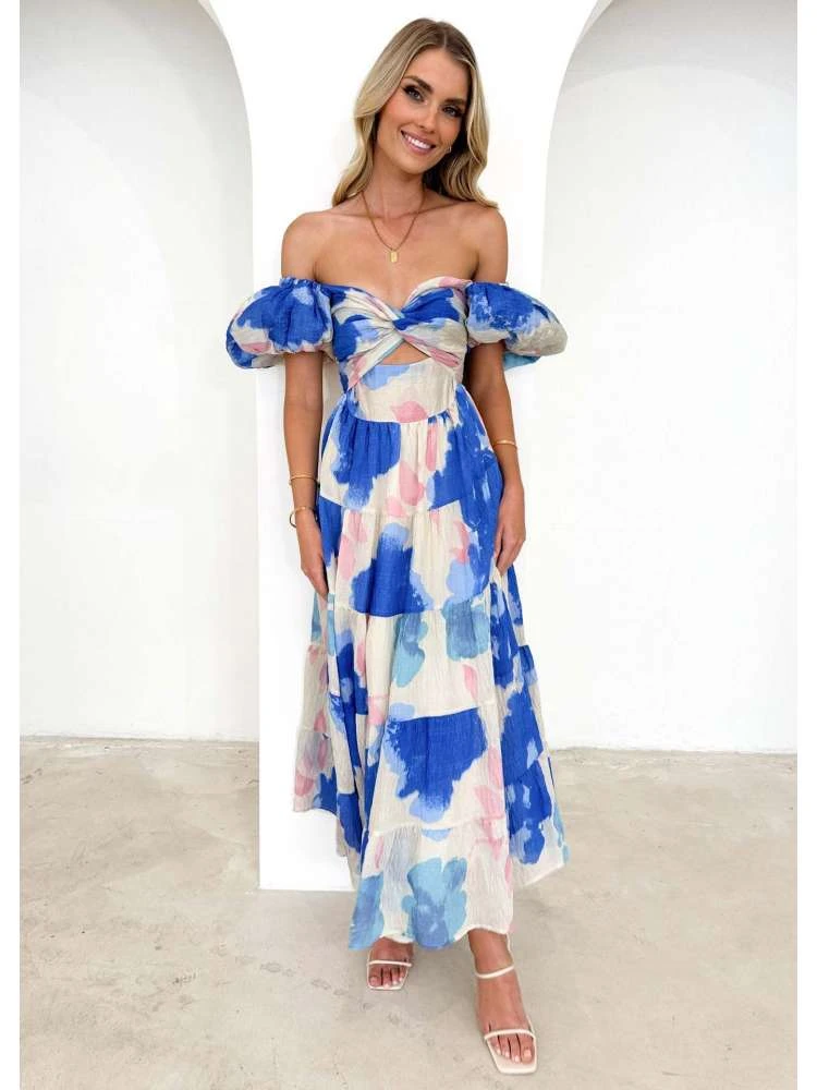 Ruffle Boat Neck Off Shoulder Maxi Dress 5 Ruffle Boat Neck Off Shoulder Maxi Dress - Image 3