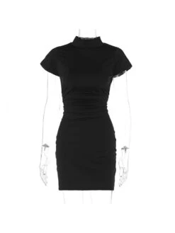 Solid Color Mid-rise Bodycon Short Sleeve Dress -Define Your Shop P 20240618122412346 944