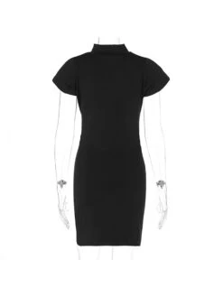 Solid Color Mid-rise Bodycon Short Sleeve Dress -Define Your Shop P 20240618122413251 282