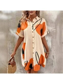 Floral Short Sleeve Single Breasted Dress 12 Floral Short Sleeve Single Breasted Dress -Define Your Shop P 20240619100415387 839