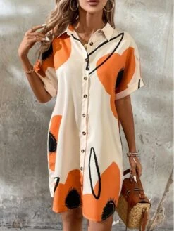 Floral Short Sleeve Single Breasted Dress 16 Floral Short Sleeve Single Breasted Dress -Define Your Shop P 20240619100417964 462