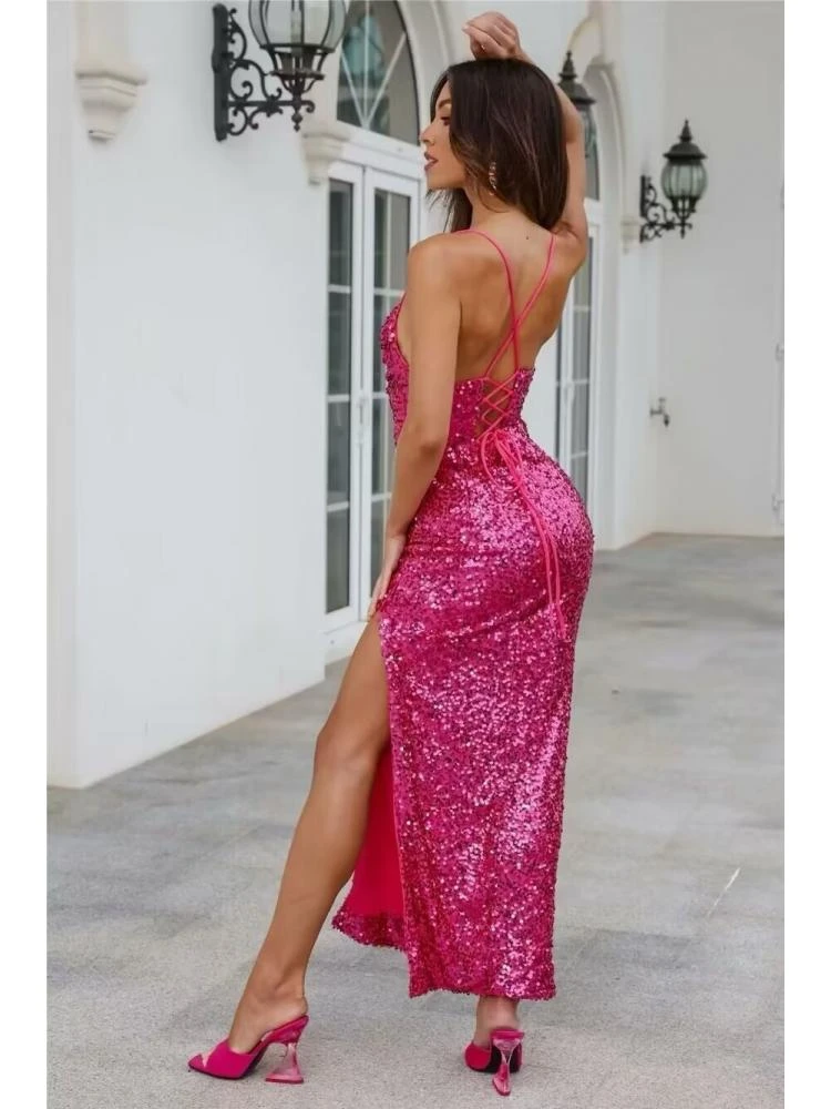 Sequin Tie-wrap Backless Spaghetti Straps Dresses 8 Sequin Tie-wrap Backless Spaghetti Straps Dresses - Image 6