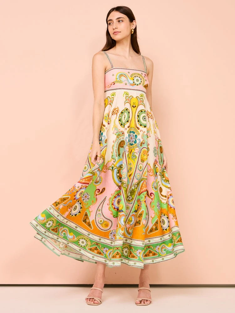 Colorblock Ethnic Spaghetti Straps Dresses 3 Colorblock Ethnic Spaghetti Straps Dresses