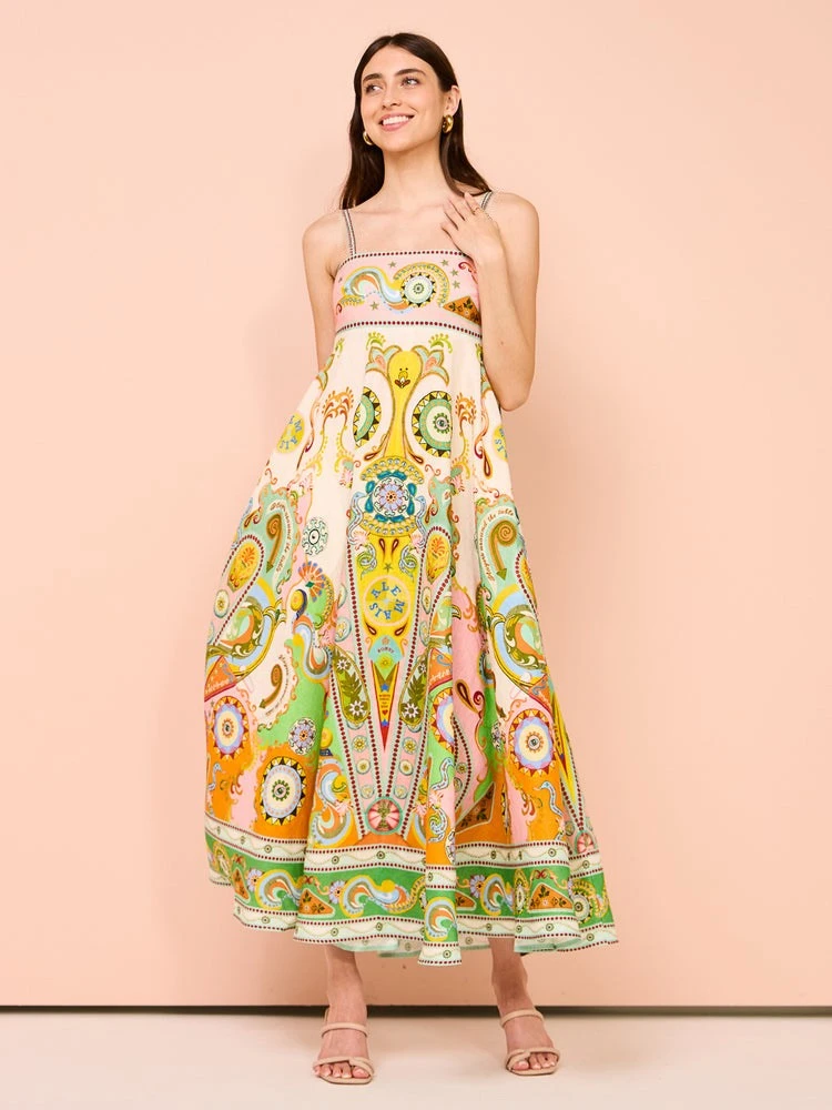 Colorblock Ethnic Spaghetti Straps Dresses 4 Colorblock Ethnic Spaghetti Straps Dresses - Image 2