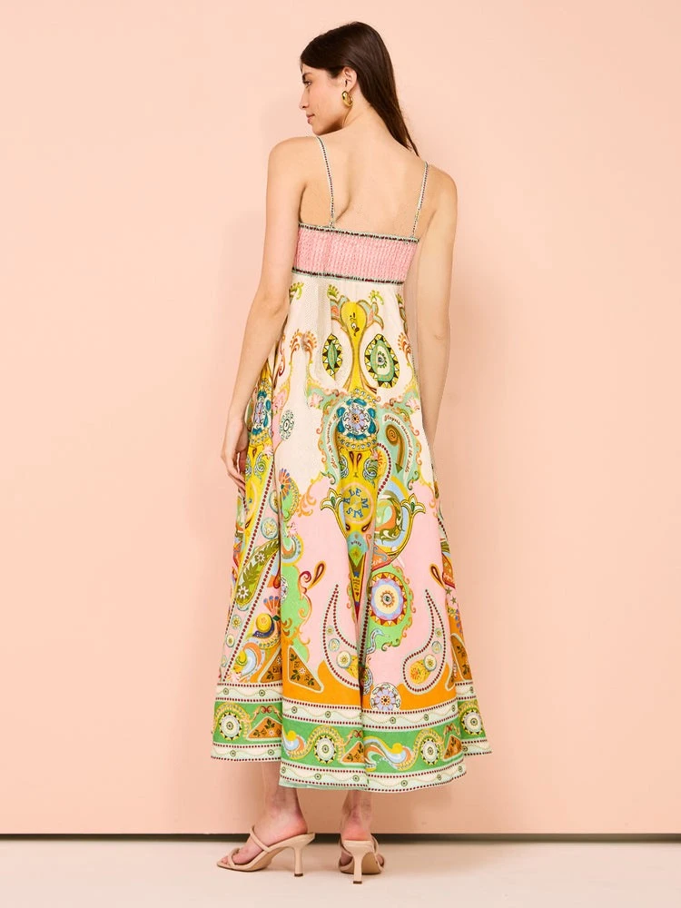 Colorblock Ethnic Spaghetti Straps Dresses 6 Colorblock Ethnic Spaghetti Straps Dresses - Image 4