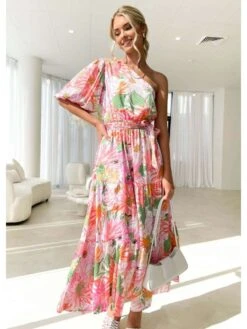Floral High Rise Full Skirt One Shoulder Boho Dress -Define Your Shop P 20240619184403075 377