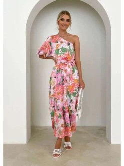 Floral High Rise Full Skirt One Shoulder Boho Dress -Define Your Shop P 20240619184403936 698