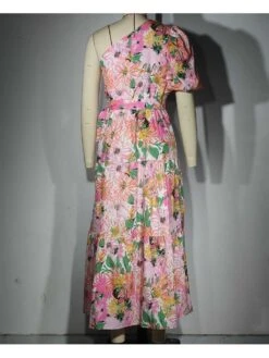 Floral High Rise Full Skirt One Shoulder Boho Dress -Define Your Shop P 20240619184409341 687