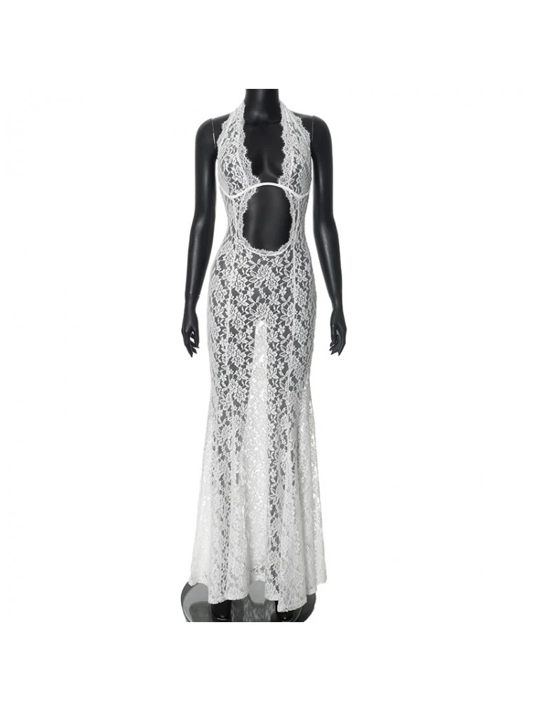 Patchwork Halter Neck Lace Sleeveless Maxi Dresses 13 Patchwork Halter Neck Lace Sleeveless Maxi Dresses - Image 11