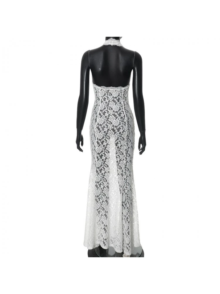 Patchwork Halter Neck Lace Sleeveless Maxi Dresses 15 Patchwork Halter Neck Lace Sleeveless Maxi Dresses - Image 13