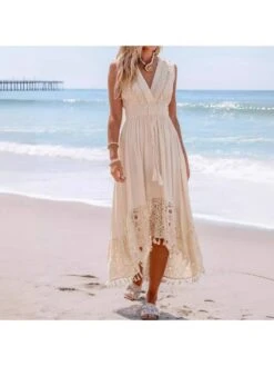 Fringe Lace Panel V Neck Sleeveless Dresses 14 Fringe Lace Panel V Neck Sleeveless Dresses -Define Your Shop P 20240621105618105 672