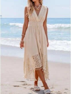 Fringe Lace Panel V Neck Sleeveless Dresses 16 Fringe Lace Panel V Neck Sleeveless Dresses -Define Your Shop P 20240621105619325 370