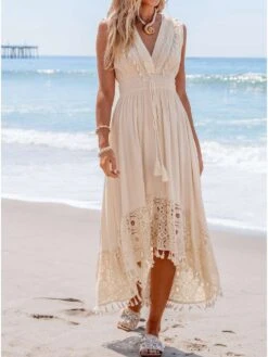 Fringe Lace Panel V Neck Sleeveless Dresses 19 Fringe Lace Panel V Neck Sleeveless Dresses -Define Your Shop P 20240621105621453 983